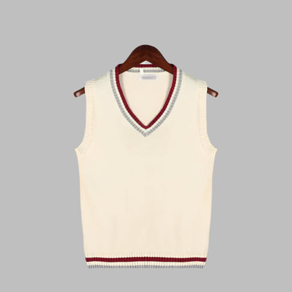 Sleeveless Striped Pullover Preppy Style