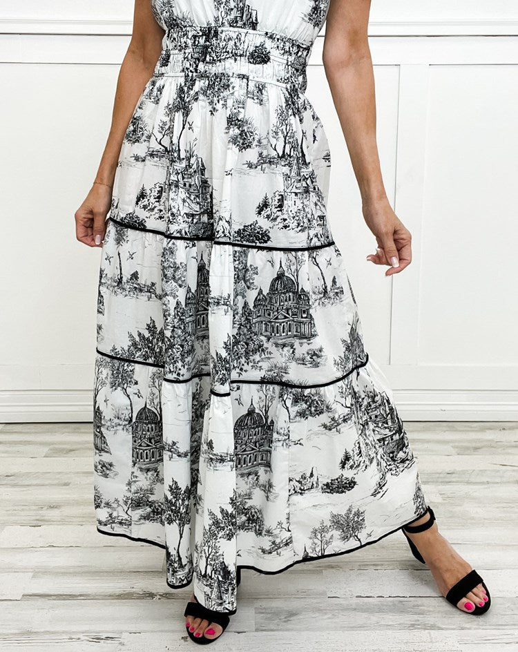Women's Classic Maxi Dress Toile Print