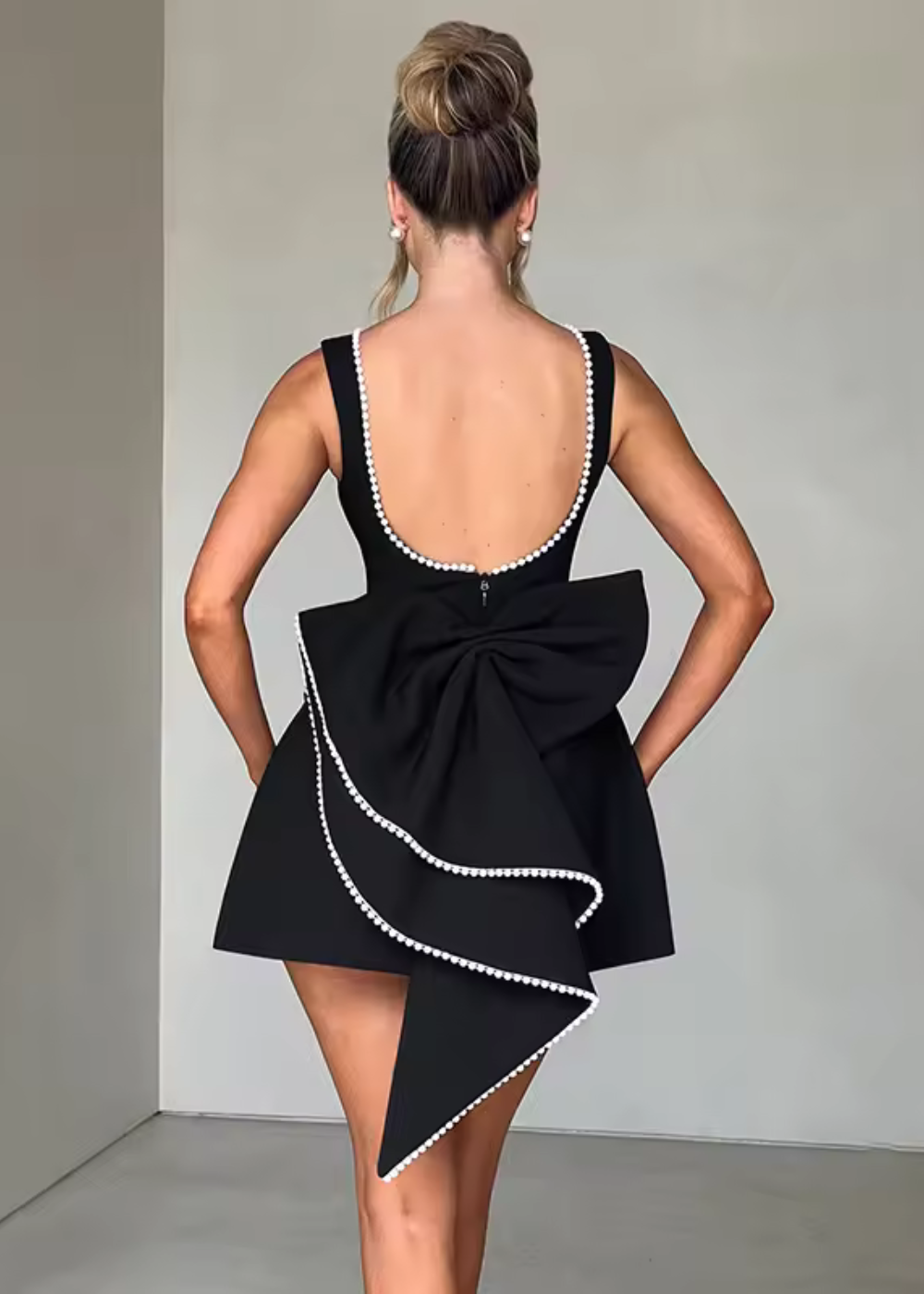 Women's Pearl Mini Dress Chic Design