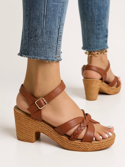 Zuri | Women's Woven Block Heel Cushioned Sandals