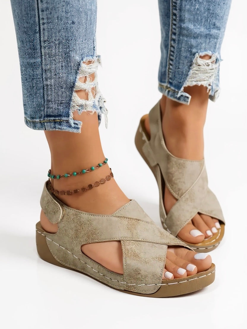 Women's Platform Wedge Sandals Olive - Vonnera