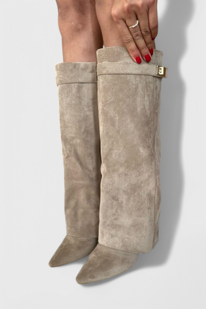 Women's Knee-High Pointed Toe Boots Low Heel
