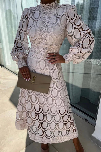 Women's Midi Dress Openwork Lace