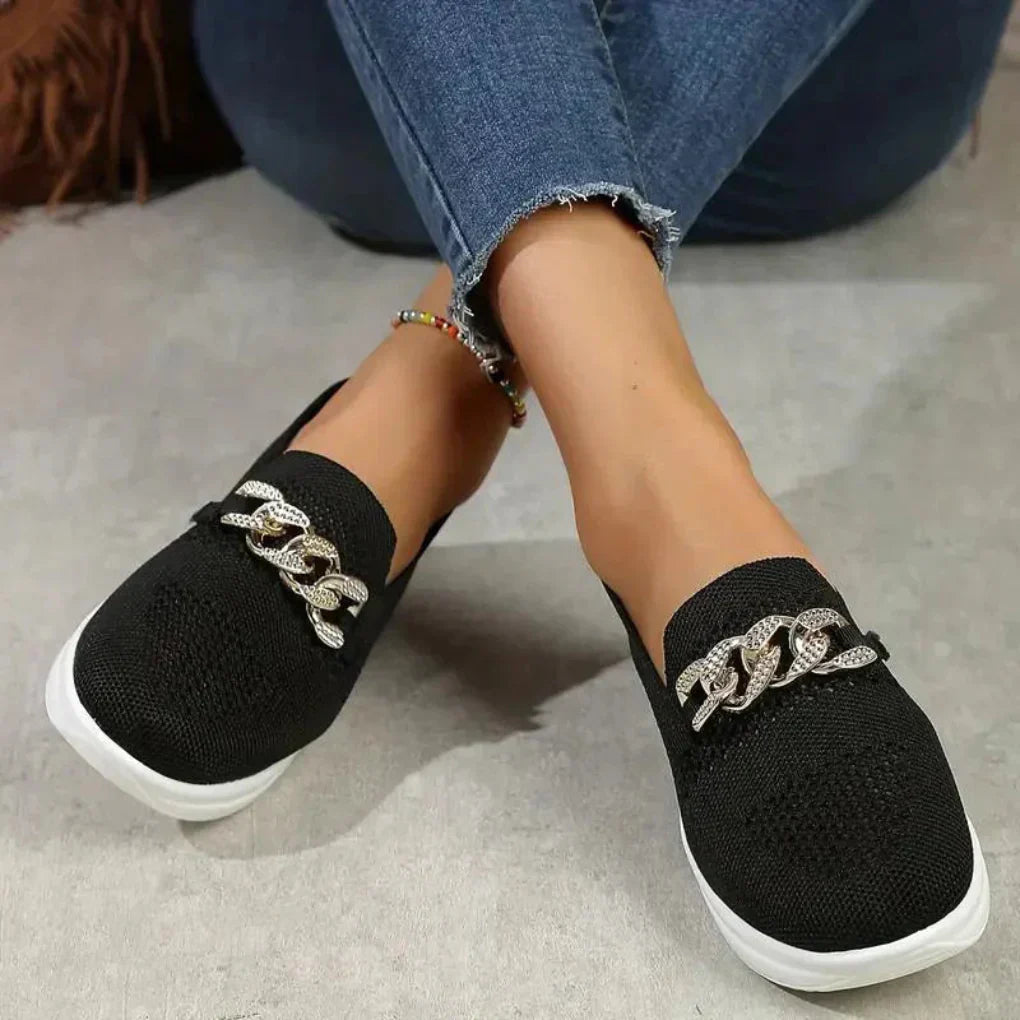 Women's Slip On Loafers Leather Black