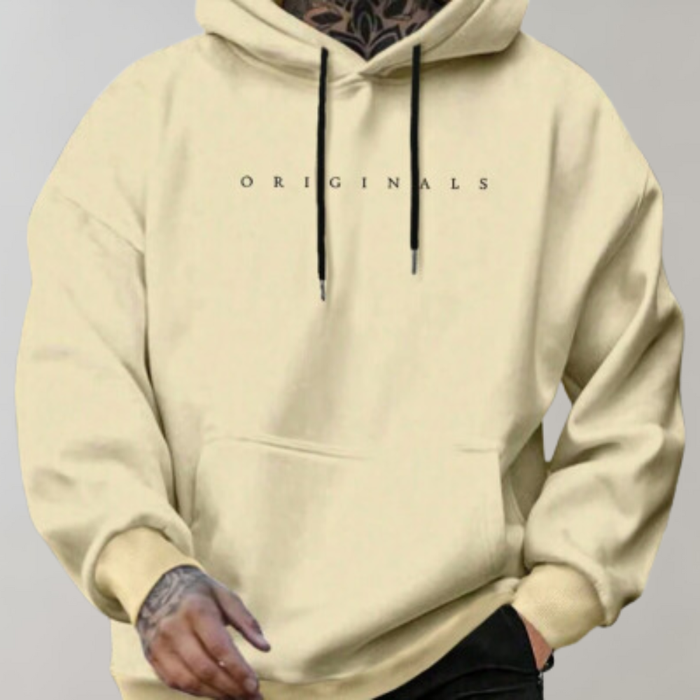 Men's Embroidered Pullover Hoodie Kangaroo Pocket Sweatshirt