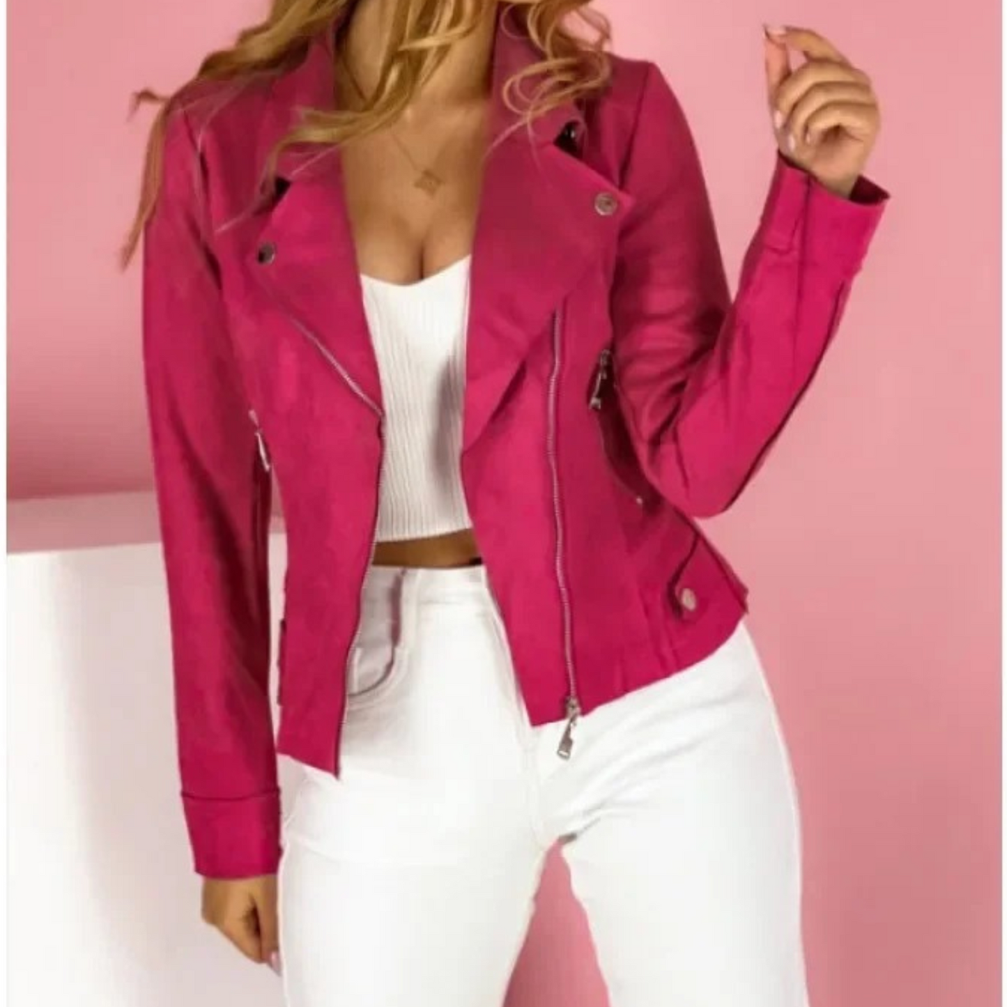 Women's Suede Biker Jacket Lightweight Brown