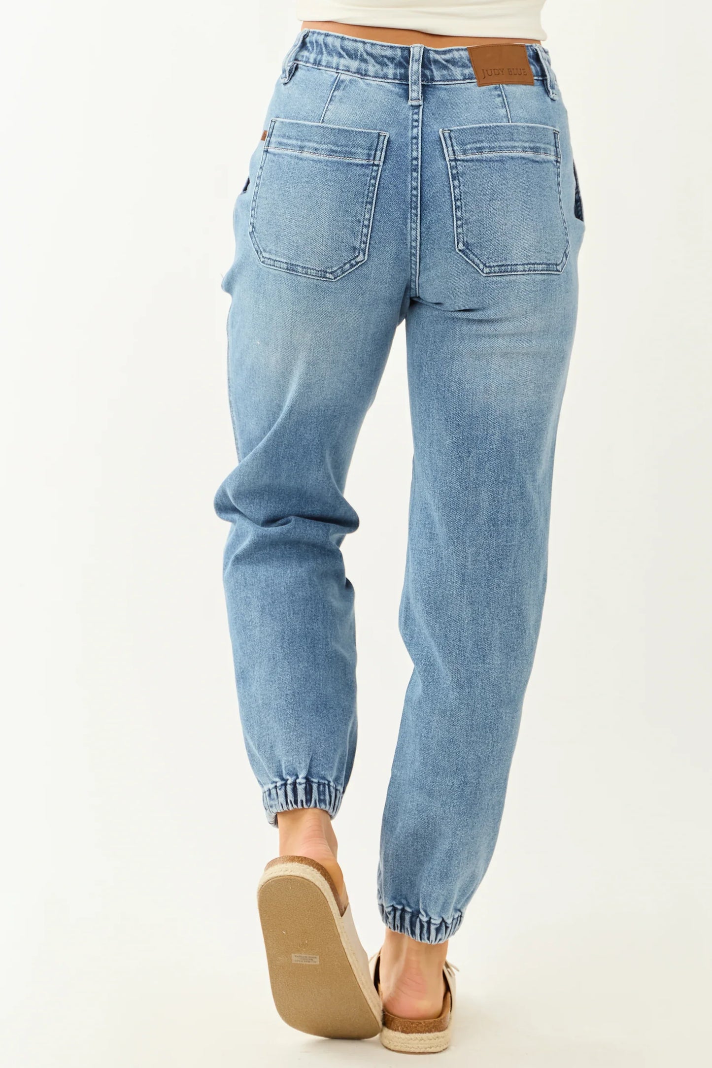 Men's Drawstring Denim Joggers Blue