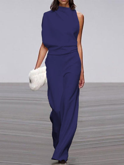 Women's Sleeveless Jumpsuit Open Back Elegant Black