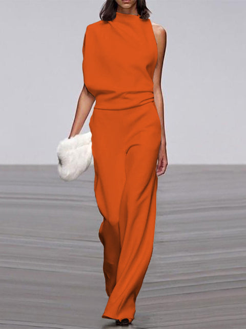 Women's Sleeveless Jumpsuit Open Back Contemporary Design