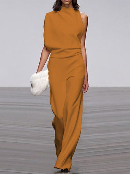 Women's Sleeveless Jumpsuit Open Back Contemporary Design - Vonnera