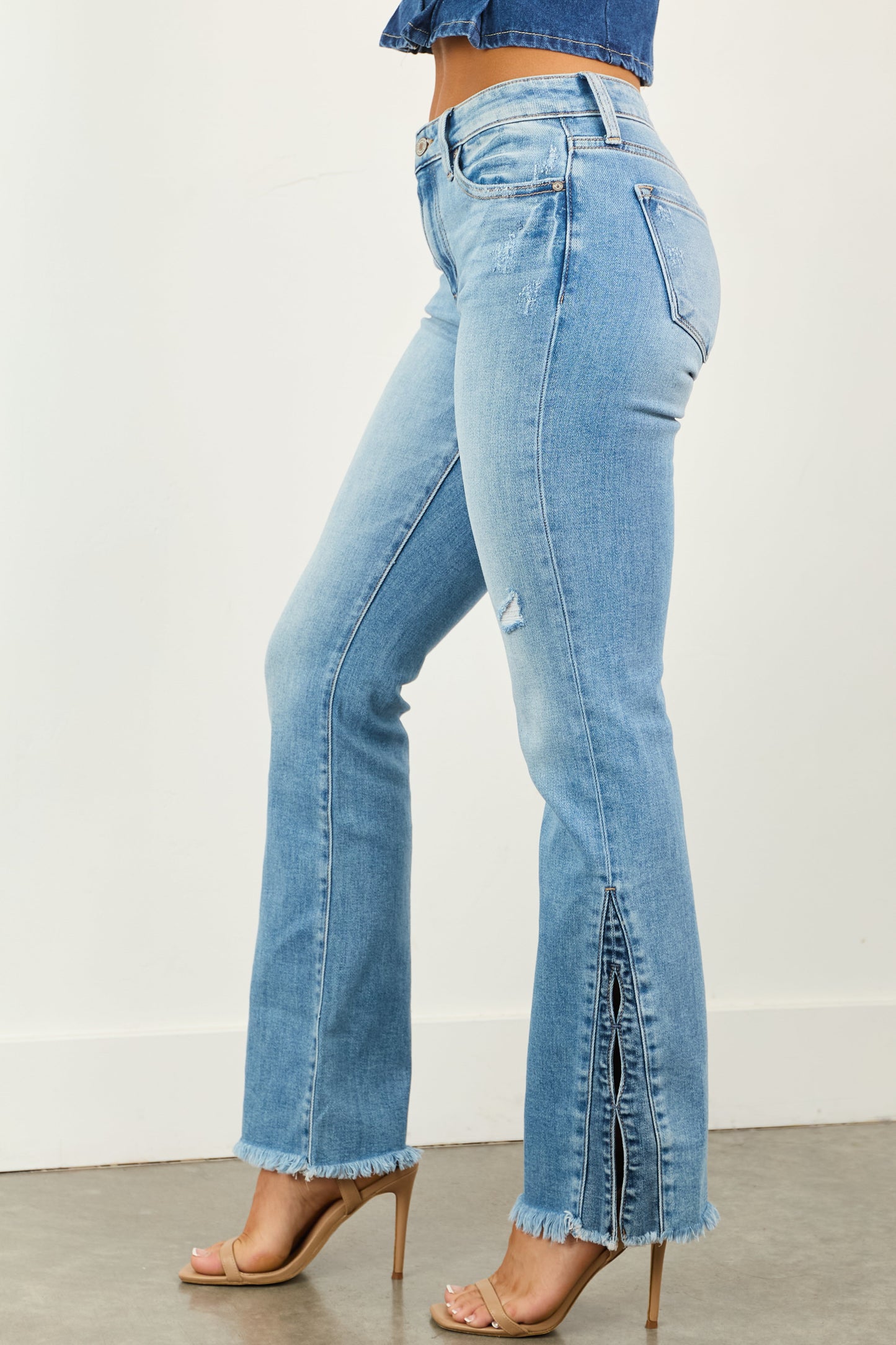 Women's Bootcut Jeans Medium Wash Stretch Denim - Vonnera
