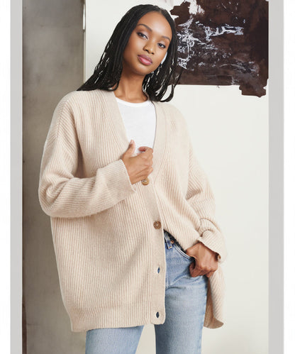 Women's Oversized Cardigan Ribbed Knit Texture Comfortable