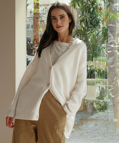 Women's Oversized Cardigan Ribbed Knit Texture Comfortable