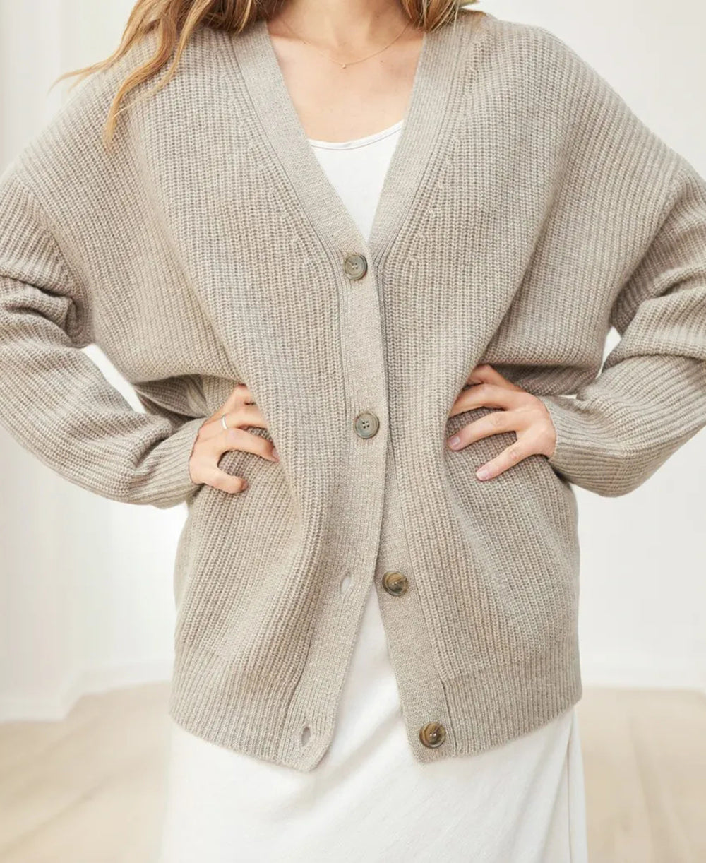 Women's Oversized Cardigan Ribbed Knit Texture Comfortable