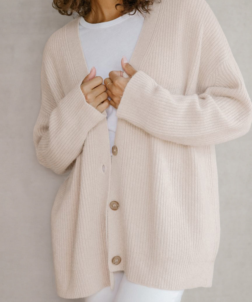 Women's Oversized Cardigan Ribbed Knit Texture Comfortable
