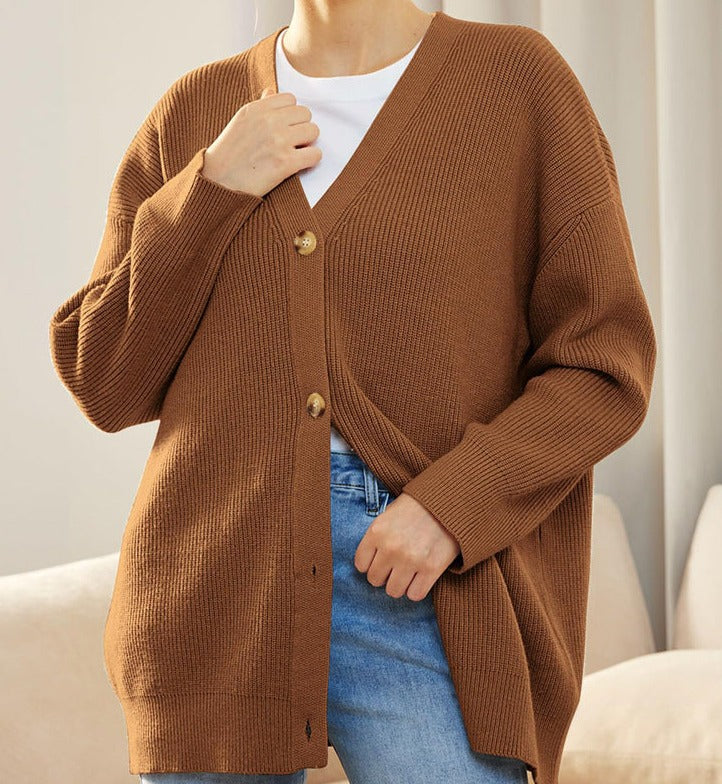 Women's Oversized Cardigan Ribbed Knit Texture Comfortable