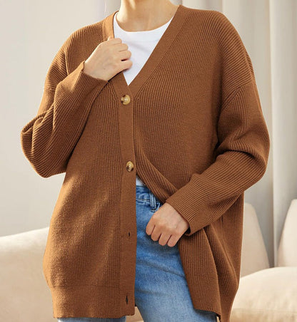Women's Oversized Cardigan Ribbed Knit Texture Comfortable