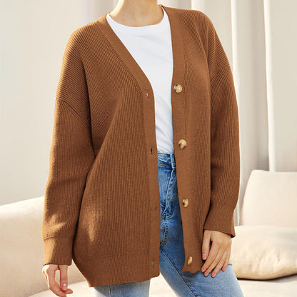 Women's Oversized Cardigan Ribbed Knit Texture Comfortable