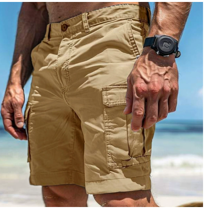 Men's Cargo Shorts Comfortable Cotton Beige