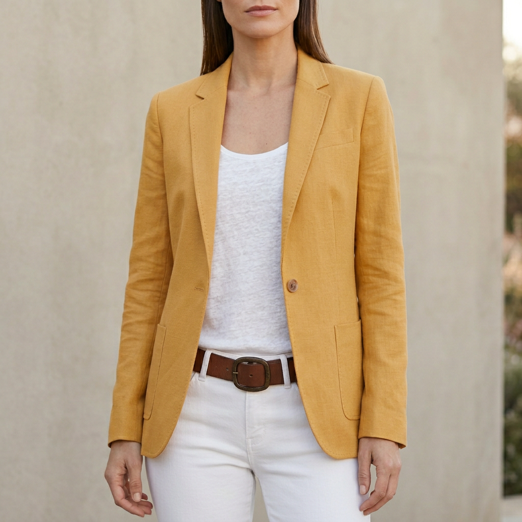 Womens Single Breasted Blazer Classic Lapel Patch Pockets - Vonnera