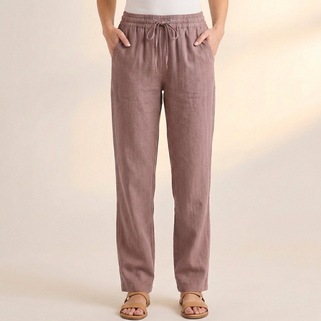 Women's Relaxed Fit Ankle Pants Drawstring Waist