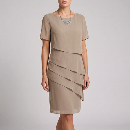 Women's Tiered Dress Ruffled Sleeves Sheer