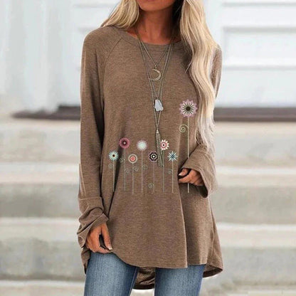 Women's Floral Embroidery Sweatshirt Soft Texture