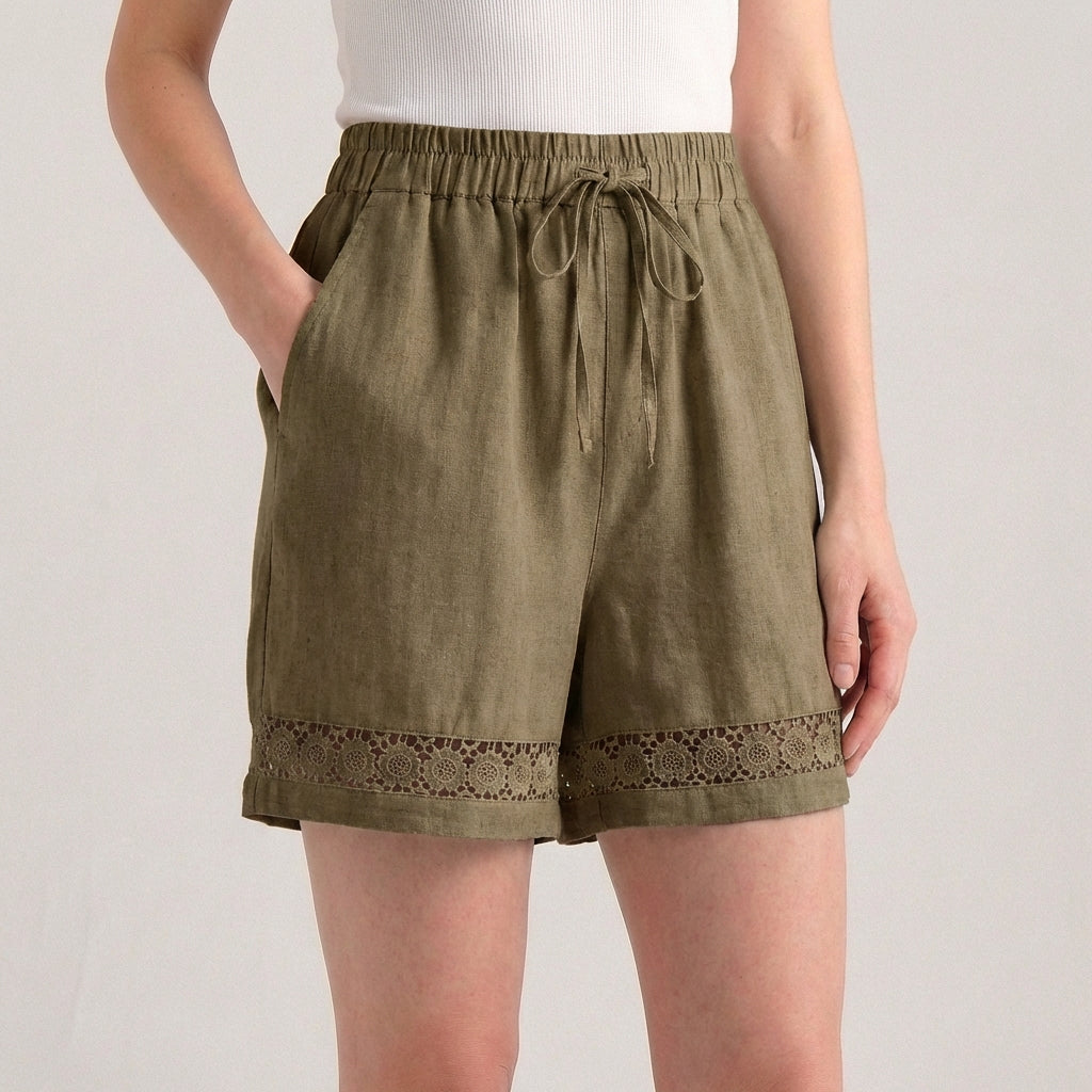 Women's Wide Leg Mini Shorts Lace Drawstring Waist