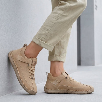 Mens Lace Up Sneakers Leather Moc Toe Brown