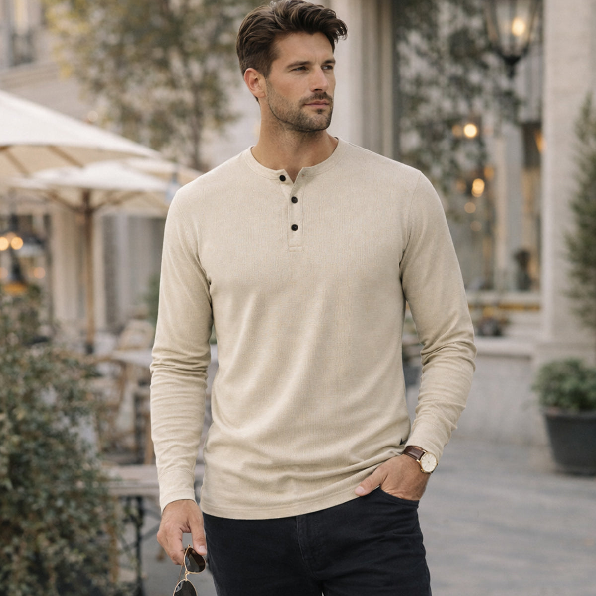 Mens Textured Stripe Button Down Shirt