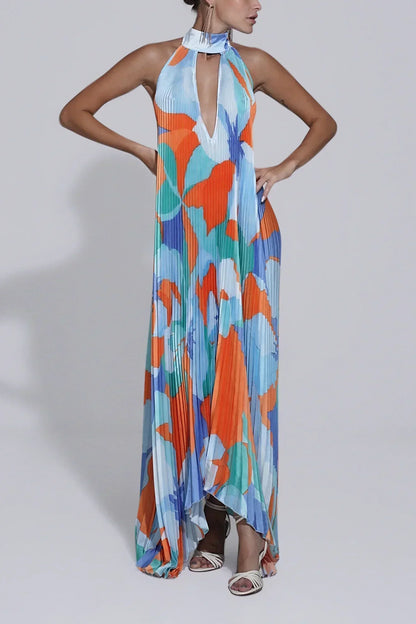 Women's Pleated Halter Maxi Dress - Vonnera