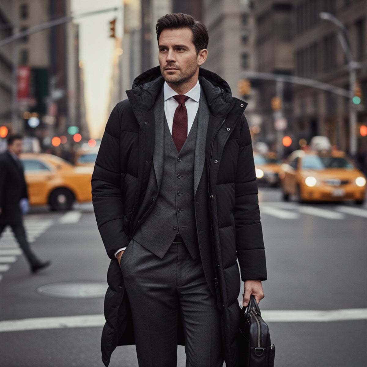 Men's Long Puffer Hooded Winter Coat