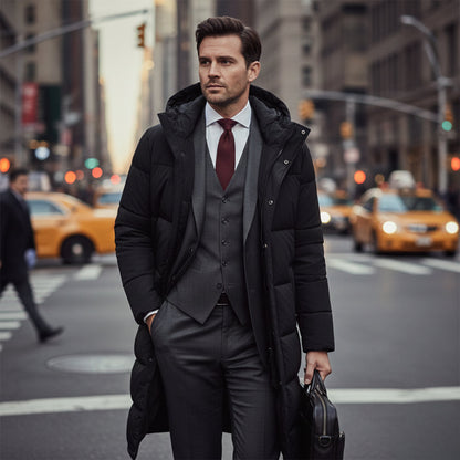 Men's Long Puffer Hooded Winter Coat