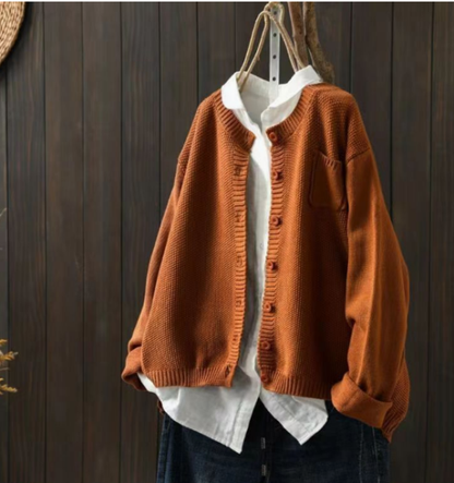 Women's Long Sleeve Cardigan Ribbed Trim