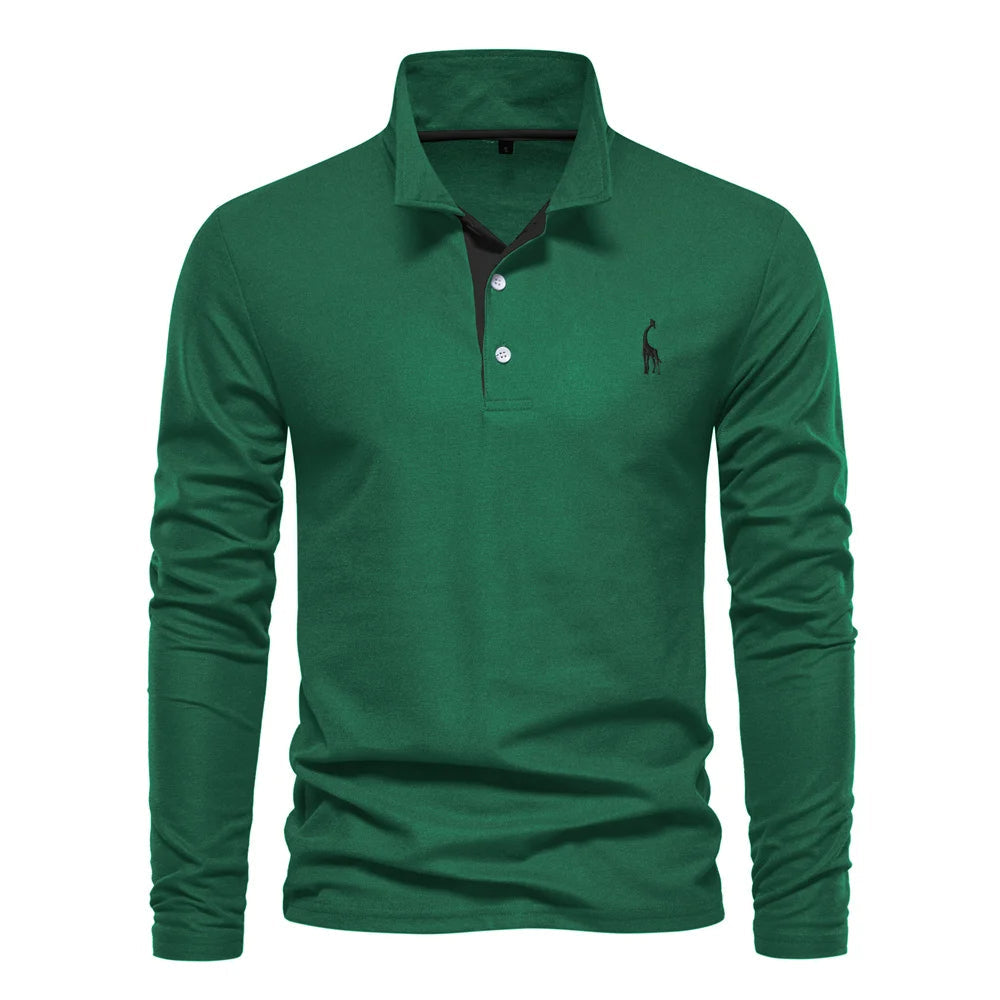 Men's Long Sleeve Polo Jumper Classic Collar Cotton