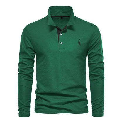 Men's Long Sleeve Polo Jumper Classic Collar Cotton