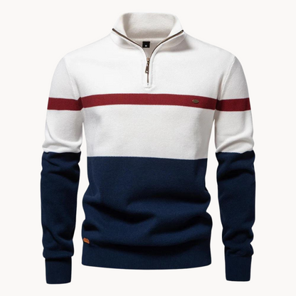 Men's Color Block Quarter-Zip Sweater Acrylic Casual Wear