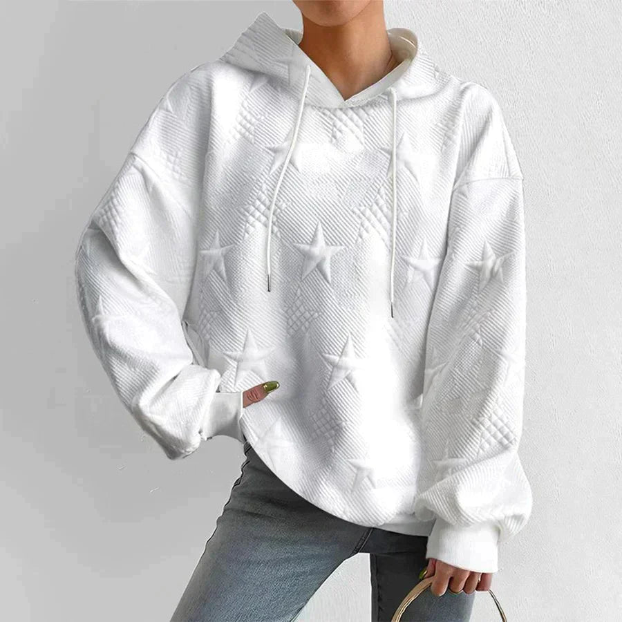Women's White Knitted Hoodie Long Sleeves - Vonnera