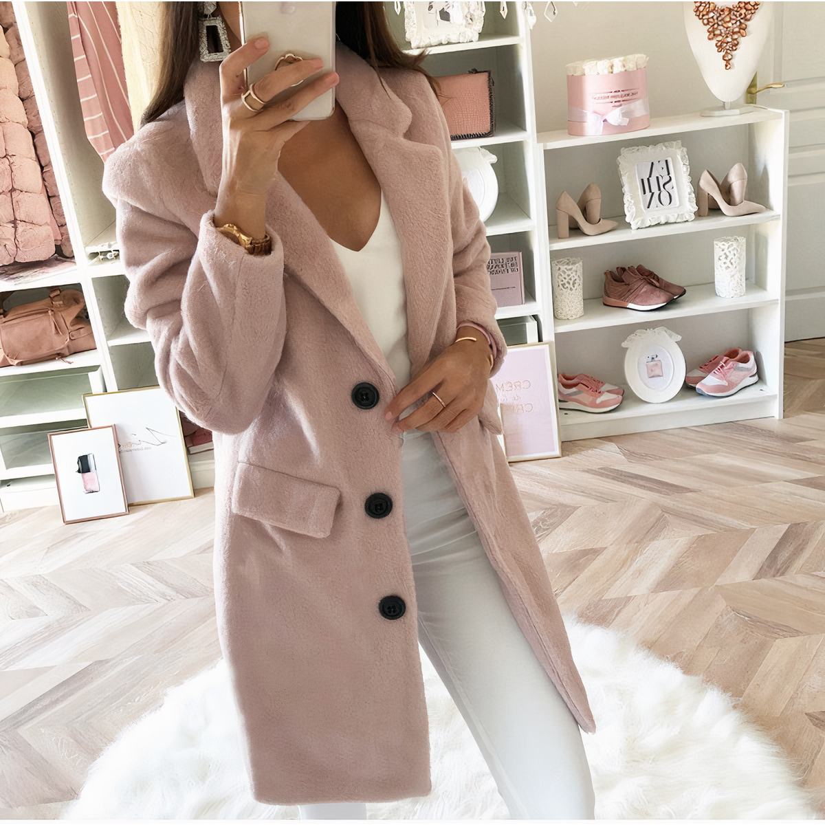 Women's Double Breasted Coat Button Front - Vonnera