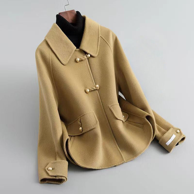 Women's Elegant Knit Coat Pearl Buttons - Vonnera