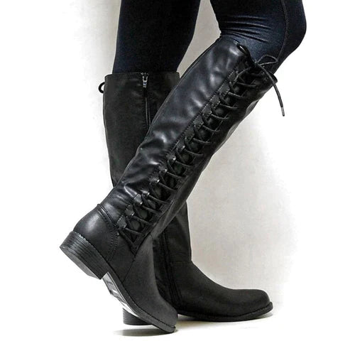 Women's Lace-Up Knee-High Boots Comfortable - Vonnera