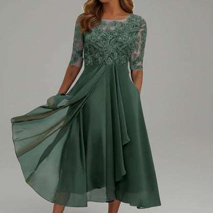 Women's A-Line Lace Midi Dress