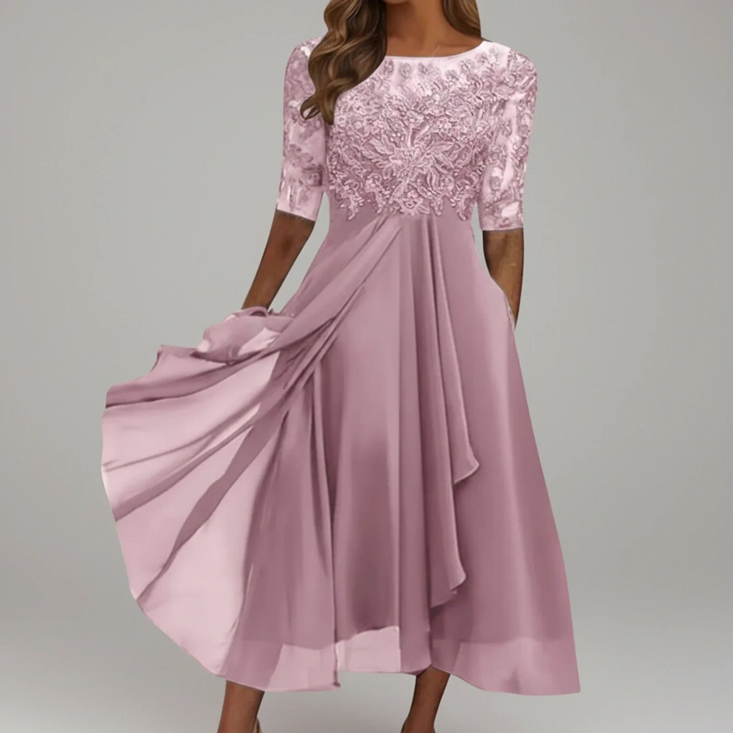 Women's A-Line Lace Midi Dress