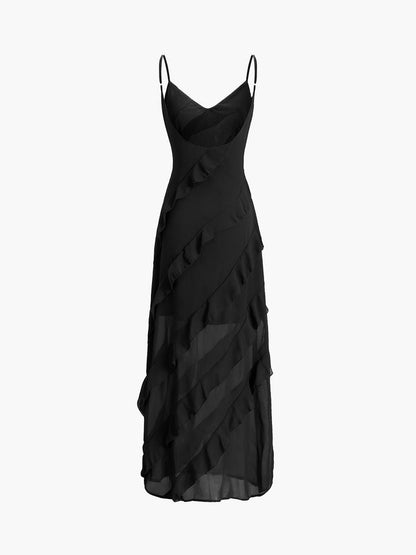 Chic Ruffled Evening Gown for Formal Events