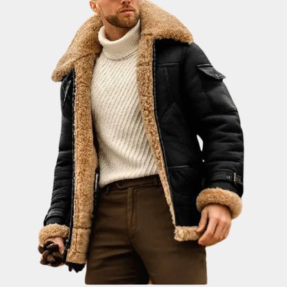 Men's Leather Pilot Jacket Warm Comfortable