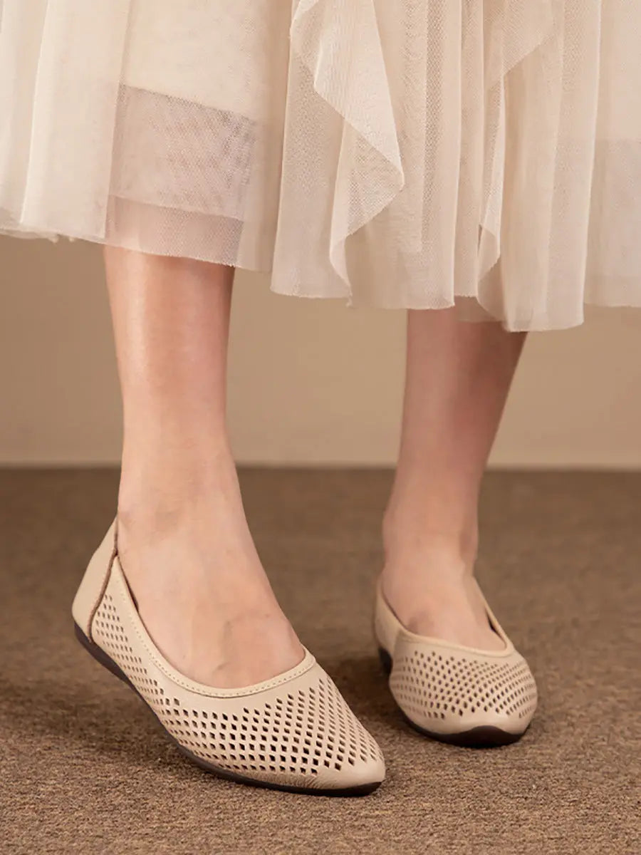 Women's Open Toe Ballet Flats Comfortable Slip-On - Vonnera