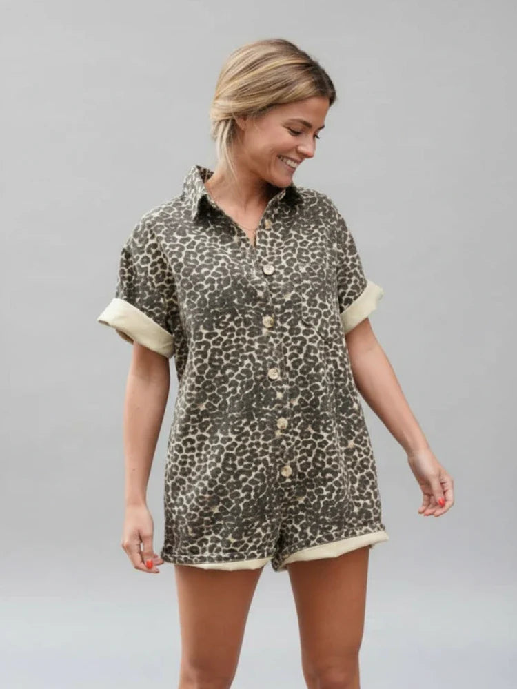 Women's Leopard Print Jumpsuit - Vonnera