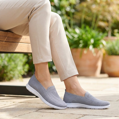Slip-On Walking Shoes Knit Mesh Cushioned Comfort Fit