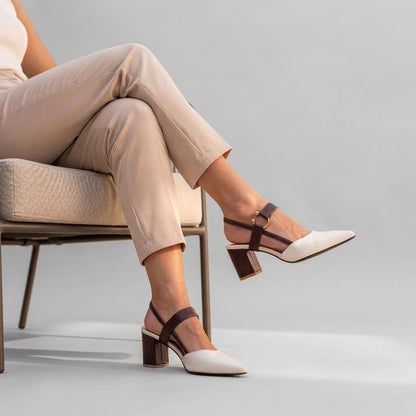 Women's Block Heel Pointed Toe Slingback Shoes