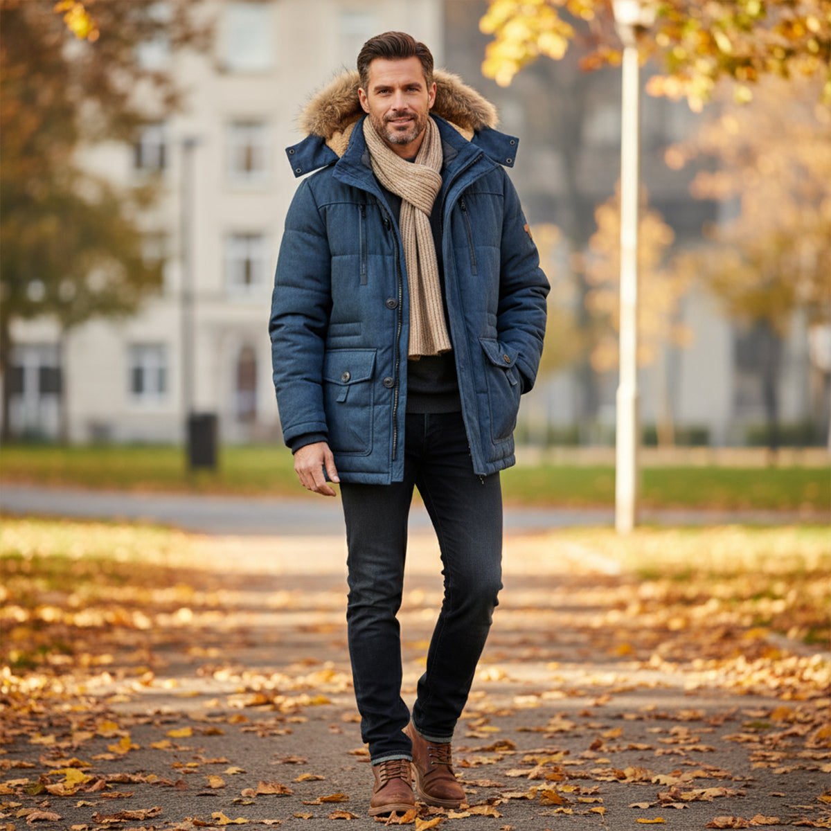 Men's Warm Winter Parka Jacket Fleece Lining